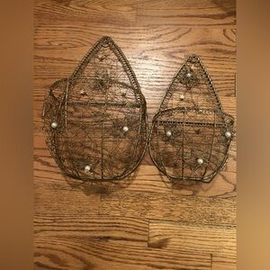 Lot: 2 Gold Wall Sconces W/ Star Details Perfect for Plants/Storage/Decoration
